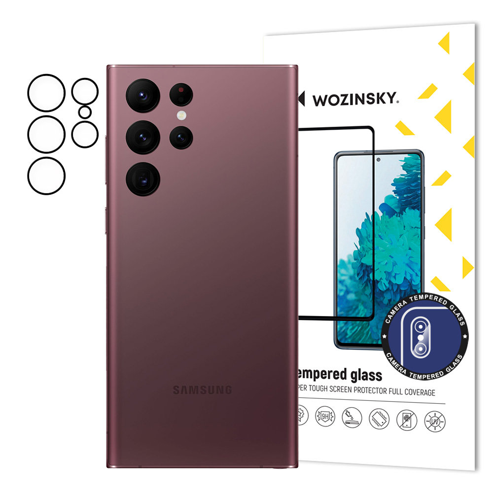 Samsung Galaxy S22 Ultra Wozinsky Full Camera Glass 9H kameralencse védő üvegfólia fekete
