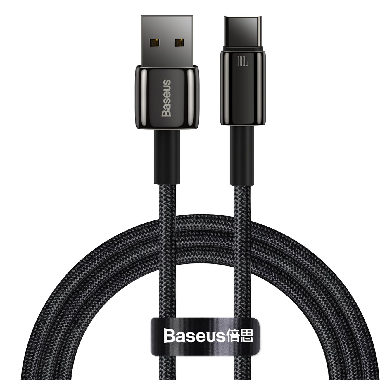 Baseus Tungsten Aranyozott USB A - USB Type-C kábel 100W 2m fekete (CAWJ000101)