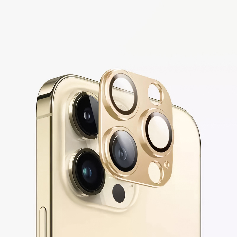 iPhone 14/14 Plus kameralencsevédő 9H üveg arany Alphajack
