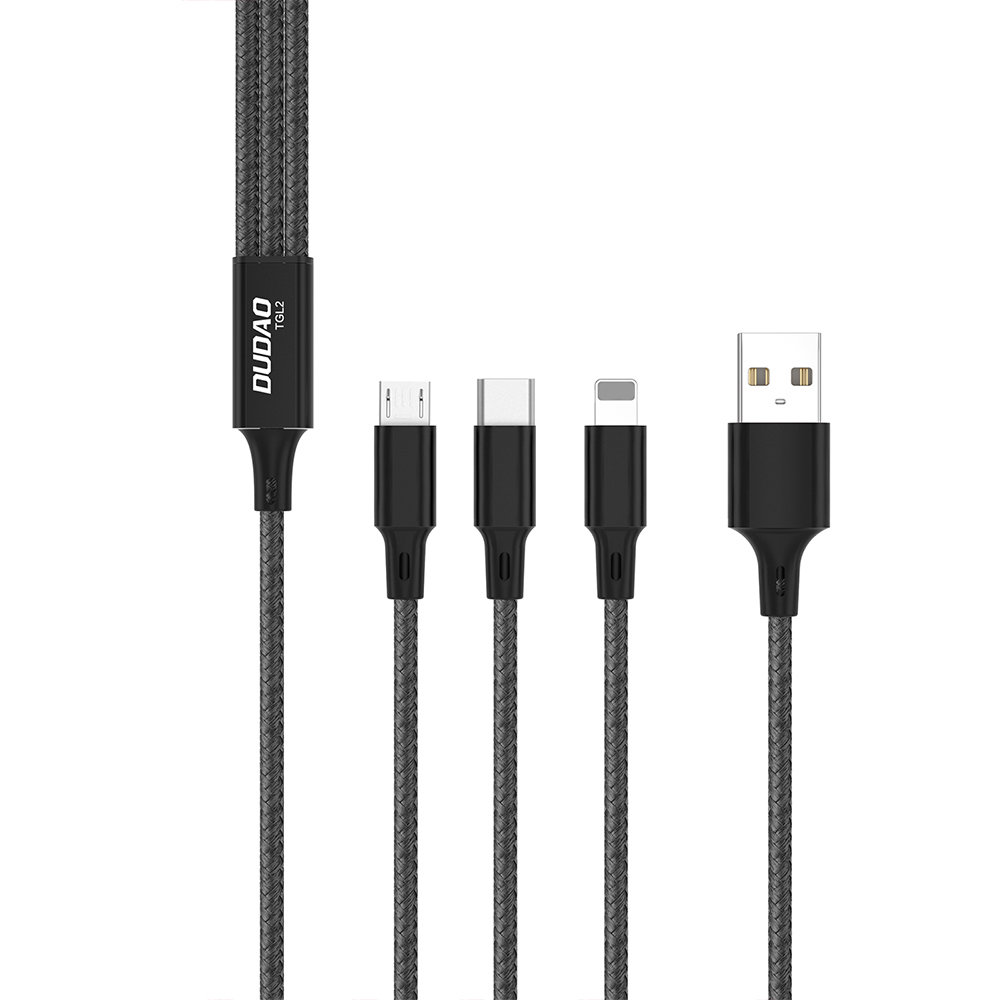 Dudao 3 az 1-ben kábel USB - USB Type C, micro USB, Lightning 6A 1,2 m - fekete (TGL2)