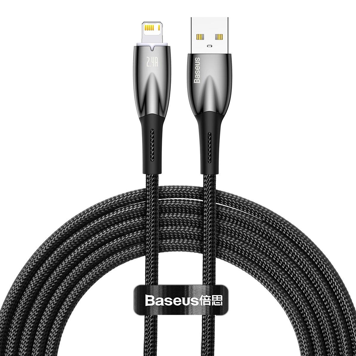 Baseus Glimmer kábel gyorstöltéssel USB-C - Lightning 480Mb/s 2,4A 2m fekete