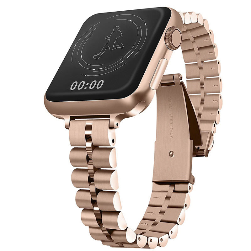 Apple Watch 4/5/6/7/8/SE/Ultra (42/44/45/49mm) fém női óraszíj rose gold színű Alphajack