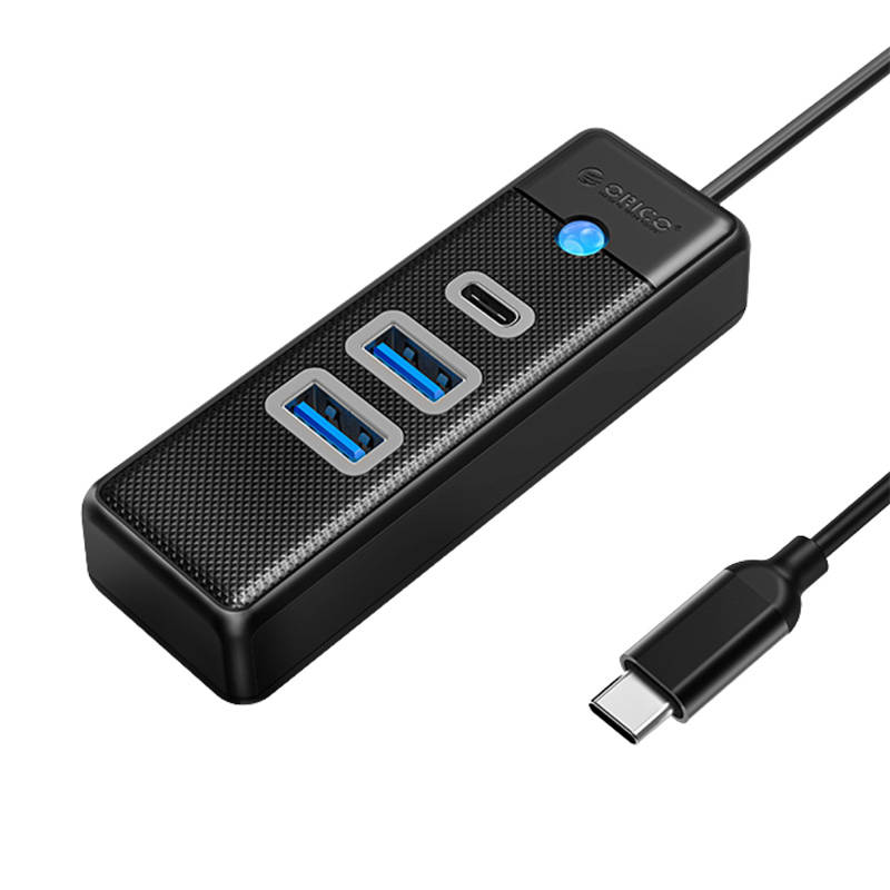 Orico USB HUB elosztó adapter USB-C - 2x USB 3.0 + USB-C, 5 Gbps, 0.15m (fekete)