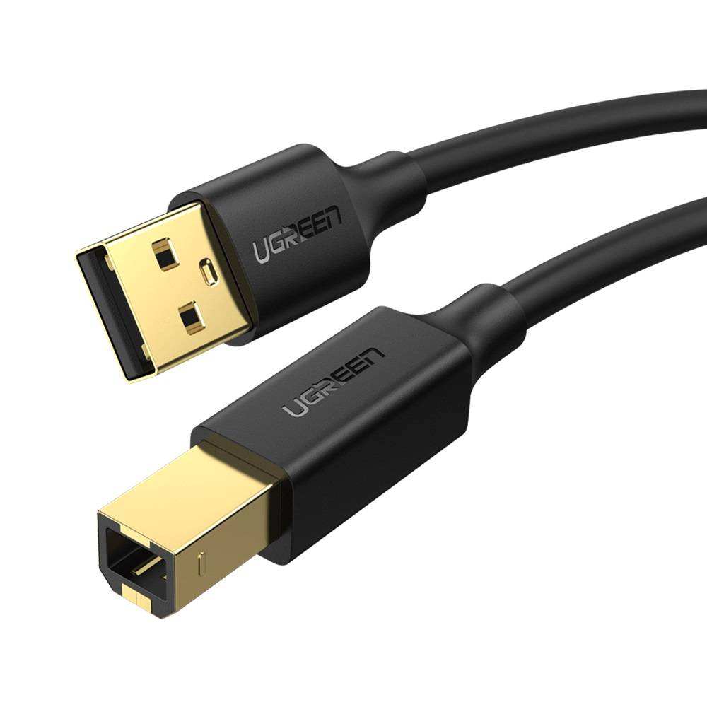 Ugreen US135 USB 2.0 AB nyomtató kábel, aranyozott, 5 m (fekete)