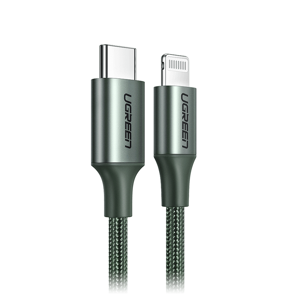 Ugreen MFI USB Type C - Lightning kábel Power Delivery 3A 480Mbps 1m Midnight Green (80564 US304)