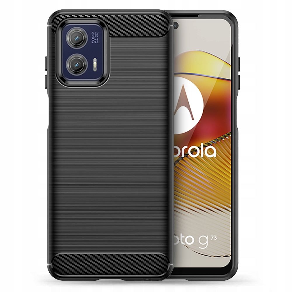 Motorola Moto G73 5G Tech-Protect TPU Carbon mintás tok fekete