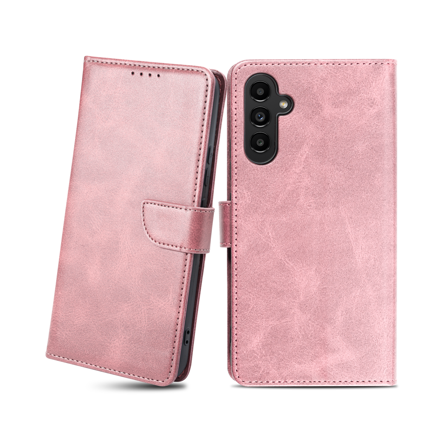 Samsung Galaxy A13 5G mágneses PU bőr fliptok kártyatartóval rózsaszín Alphajack
