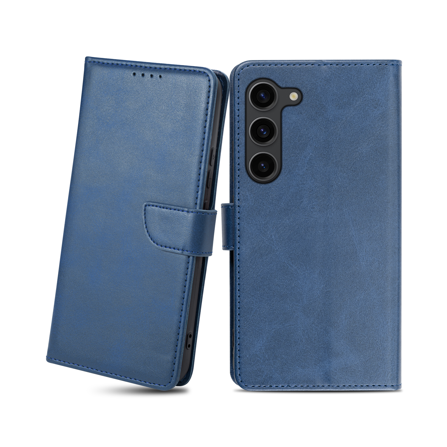 Samsung Galaxy S23 Plus mágneses PU bőr fliptok kártyatartóval kék Alphajack