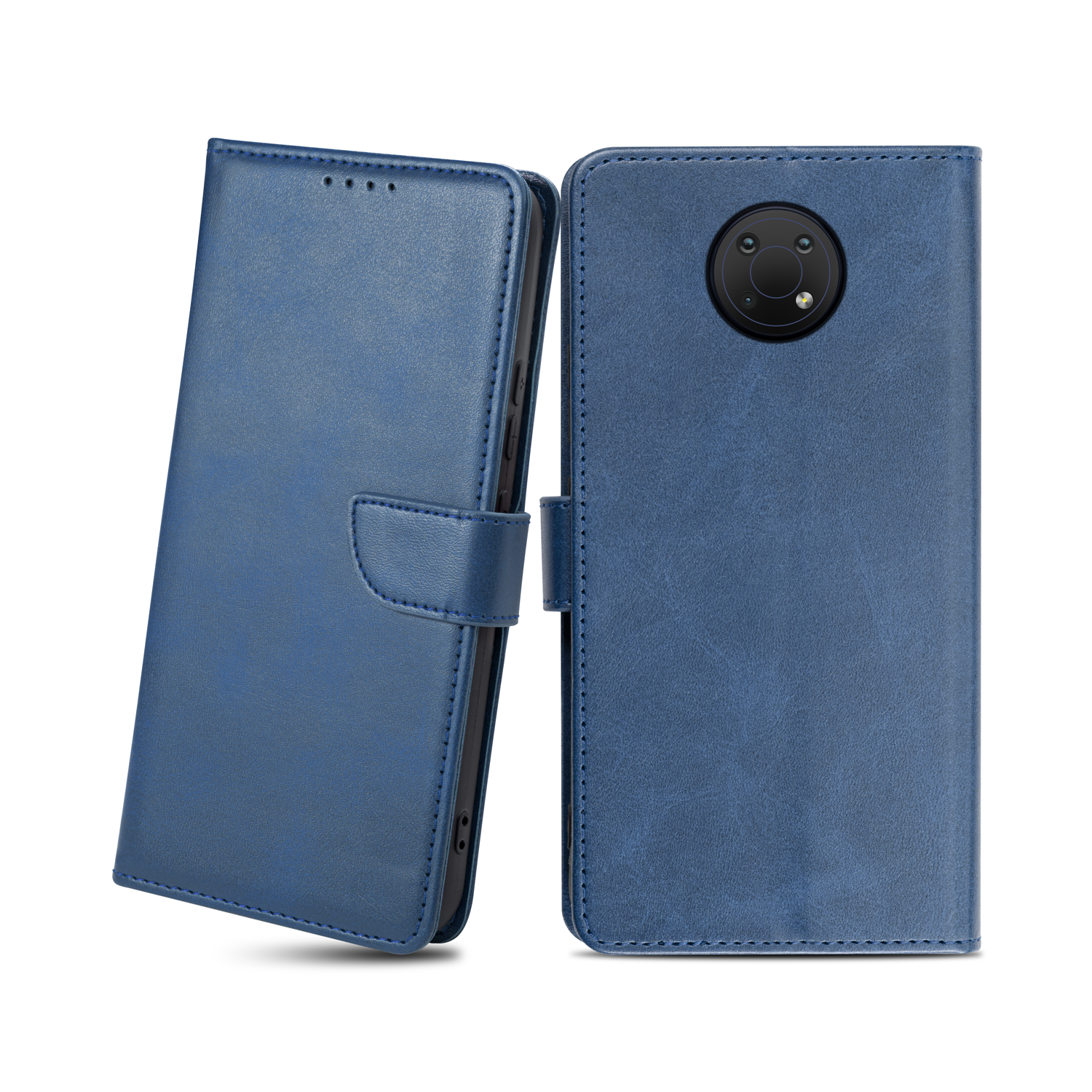 Nokia G10/G20 mágneses PU bőr fliptok kártyatartóval kék Alphajack