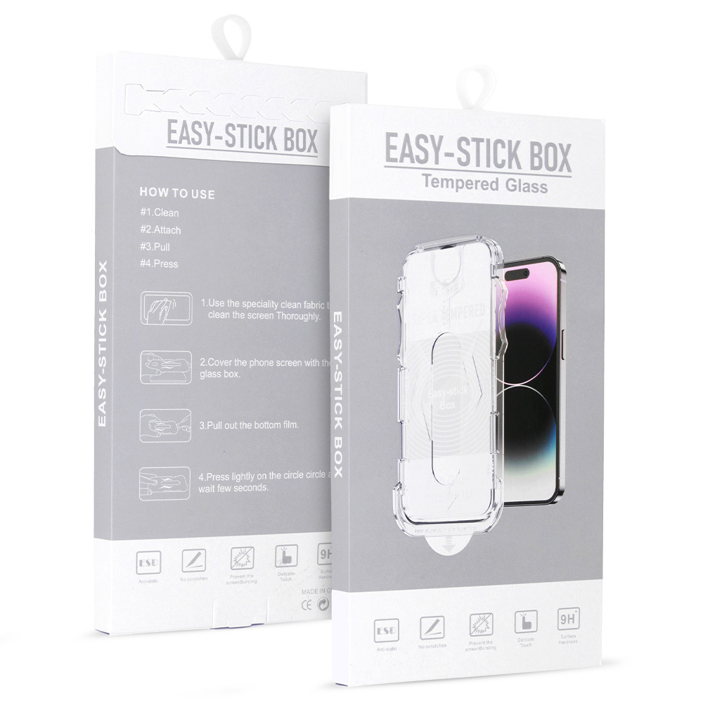 iPhone 12/12 Pro Easy-Stick Box Full Glue kijelzővédő üvegfólia fekete
