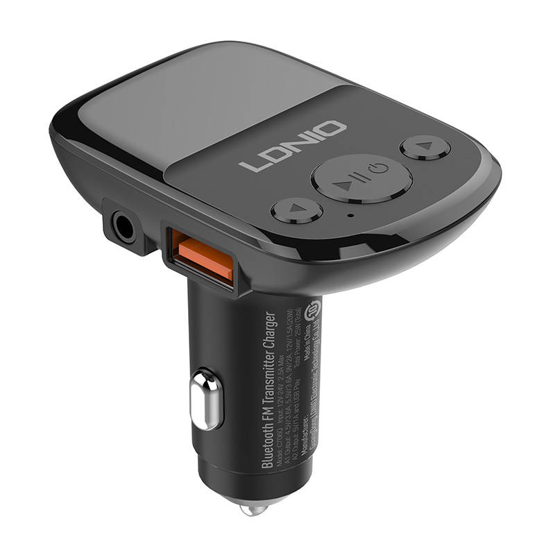 LDNIO Bluetooth FM transmitter C706Q, 2x USB, AUX (fekete)