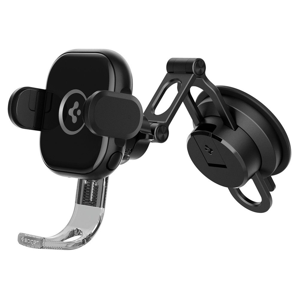 Spigen UTS35W OneTap Univerzális autós telefontartó szélvédőre vagy műszerfalra, vezeték nélküli töltéssel fekete