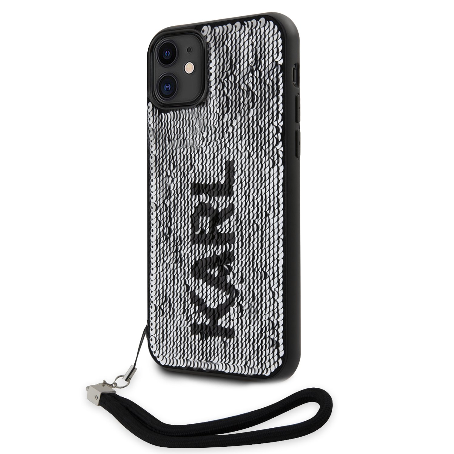 iPhone 15 Karl Lagerfeld KLHCP15SPSQRKS Sequins Reversible tok fekete/ezüst
