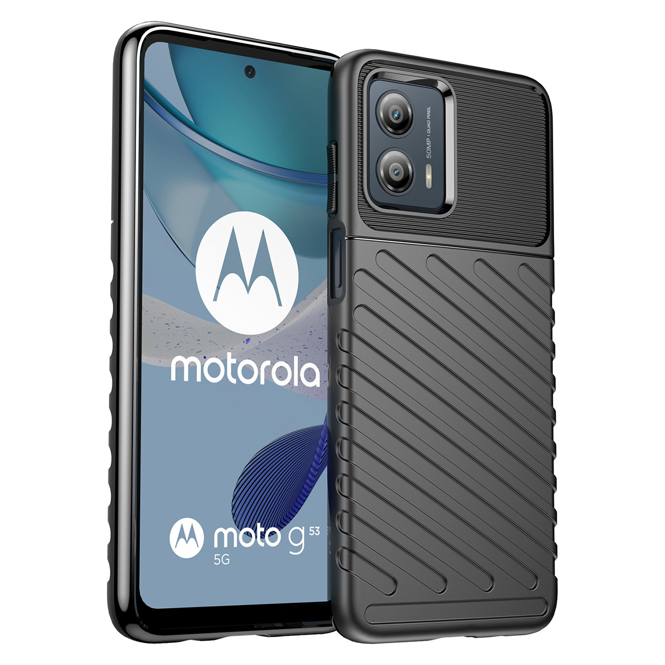 Motorola Moto G53 Thunder fokozott védelmet biztosító flexibilis TPU tok fekete