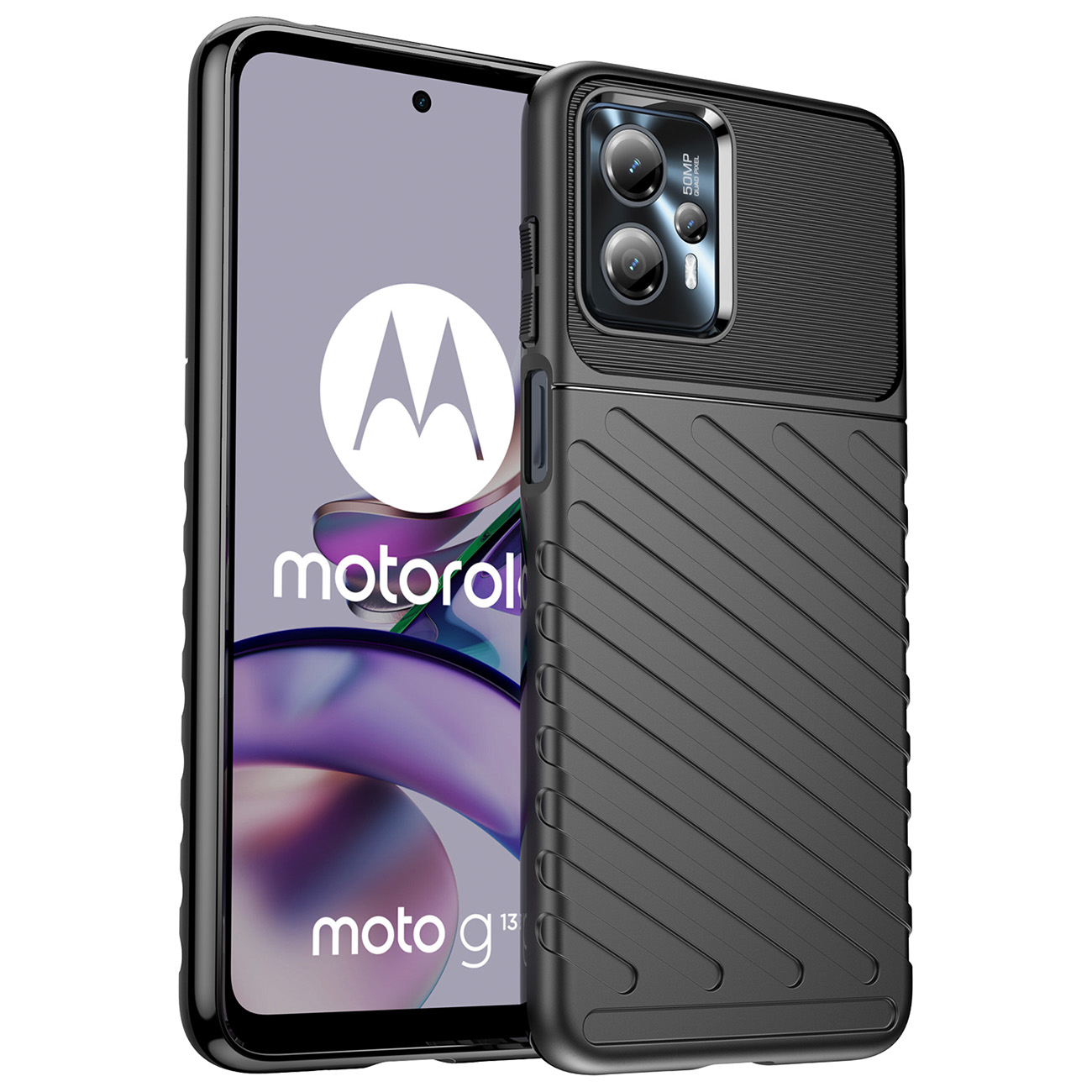 Motorola Moto G13 Thunder fokozott védelmet biztosító flexibilis TPU tok fekete