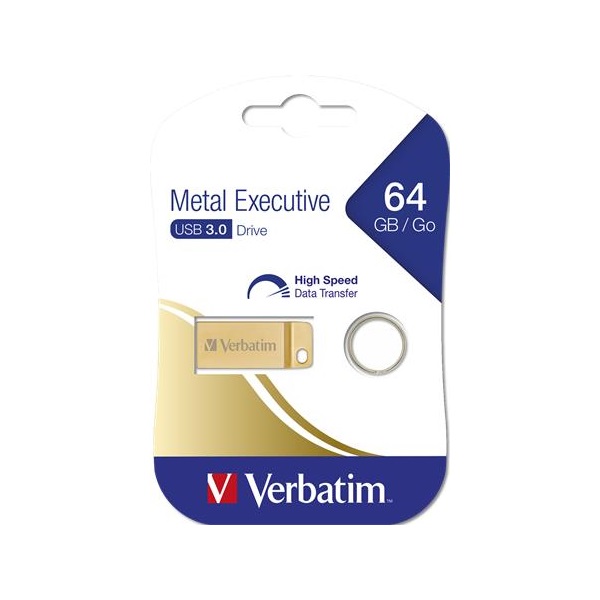 VERBATIM Pendrive, 64GB, USB 3.0, ''Exclusive Metal'' arany