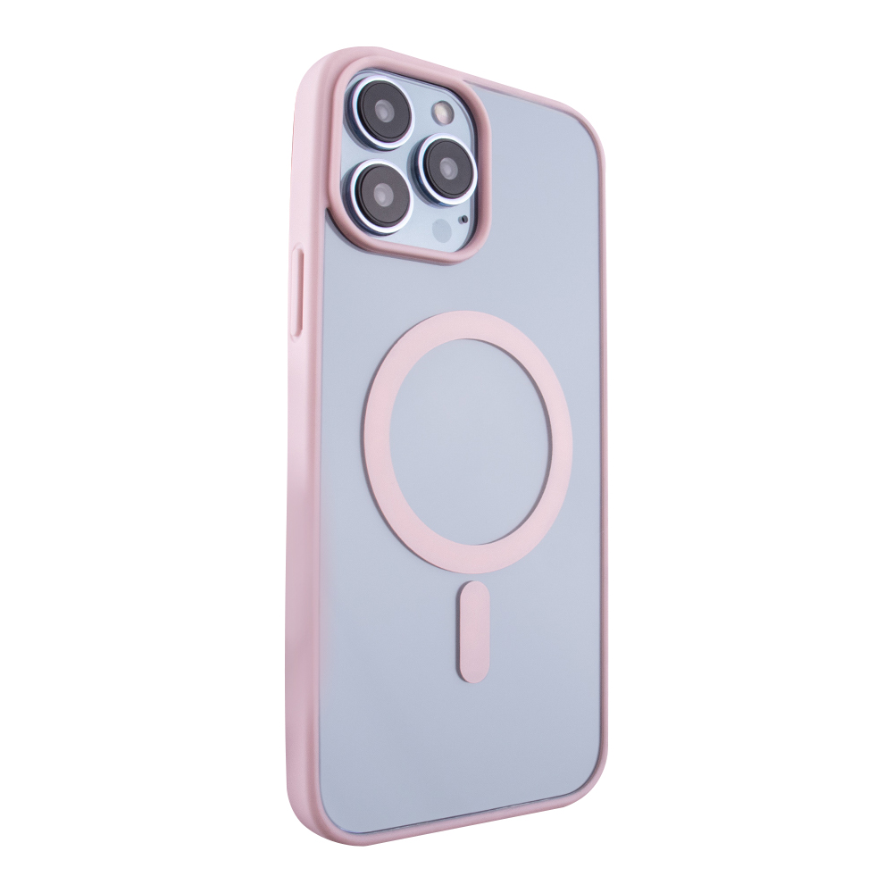 iPhone 15 MagSafe kompatibilis átlátszó TPU tok világos rózsaszín kerettel Alphajack