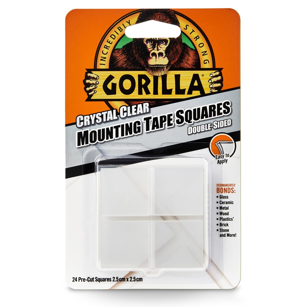 Gorilla Mounting Clear Tape Squares kristálytiszta kétoldalas ragasztószalag négyzetek 24db x 2,5cm