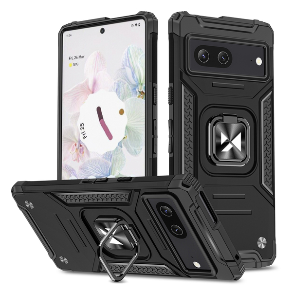 Google Pixel 7 Wozinsky Ring Armor Case Kickstand telefontok fekete