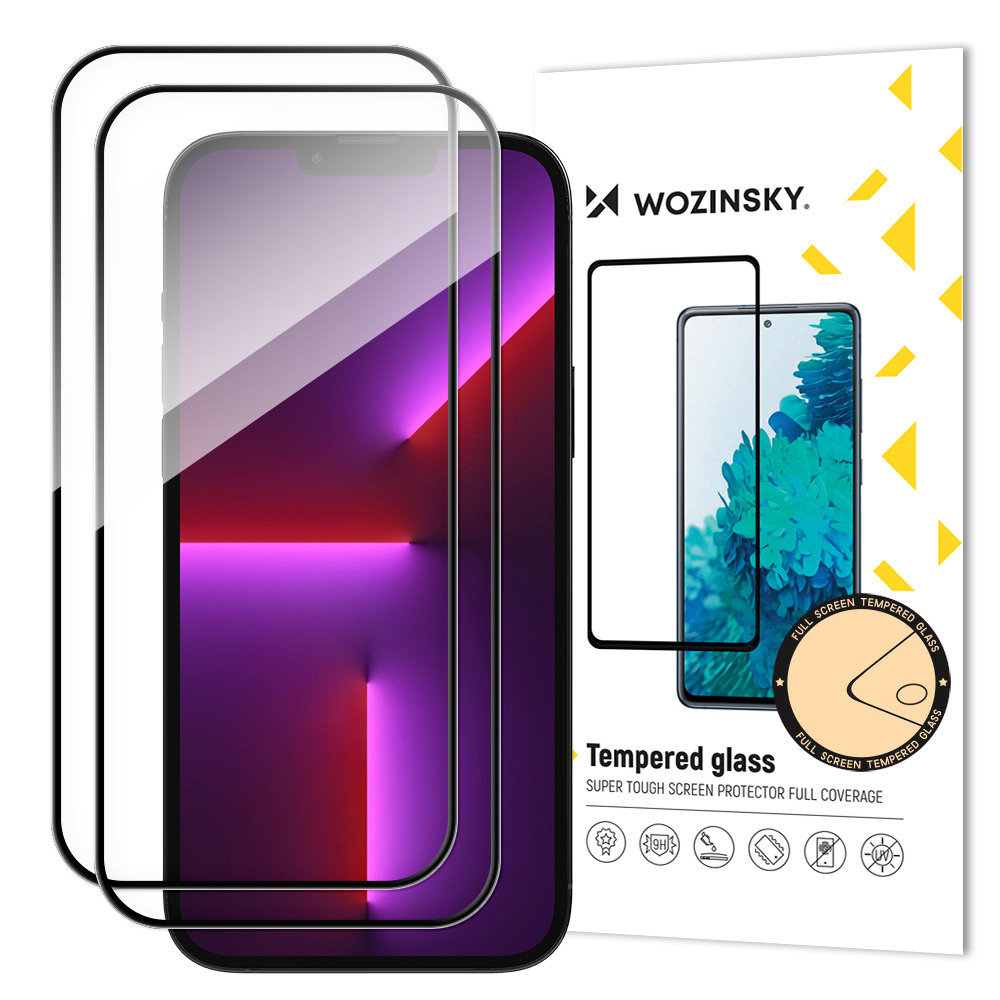iPhone 15 üvegfólia Wozinsky Full Glue 9H fekete kerettel tokbarát 2 db