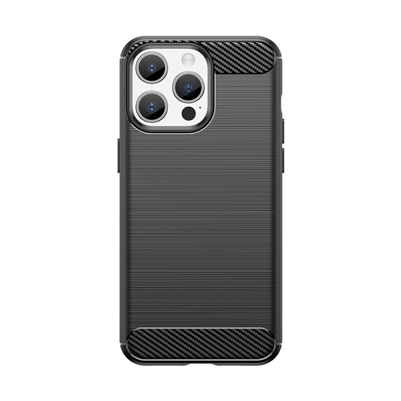 Telefontok iPhone 15 Pro Max Carbon szénszál mintájú TPU tok fekete