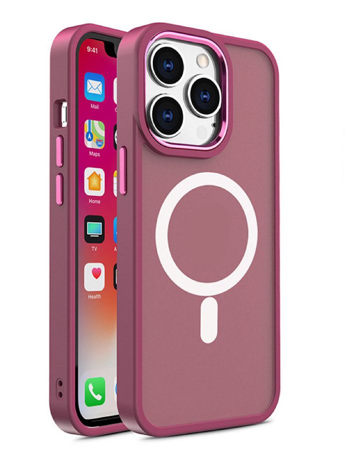 iPhone 15 Plus Magnetic Color Matte tok, telefontok burgundy