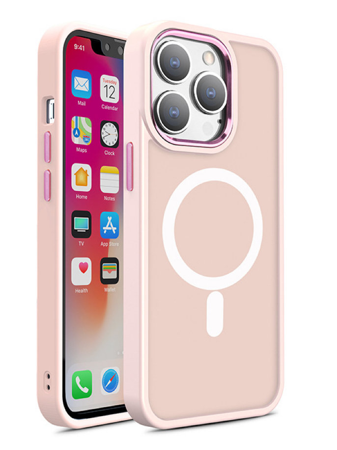 iPhone 15 Pro Max Magnetic Color Matte tok rózsaszín telefontok