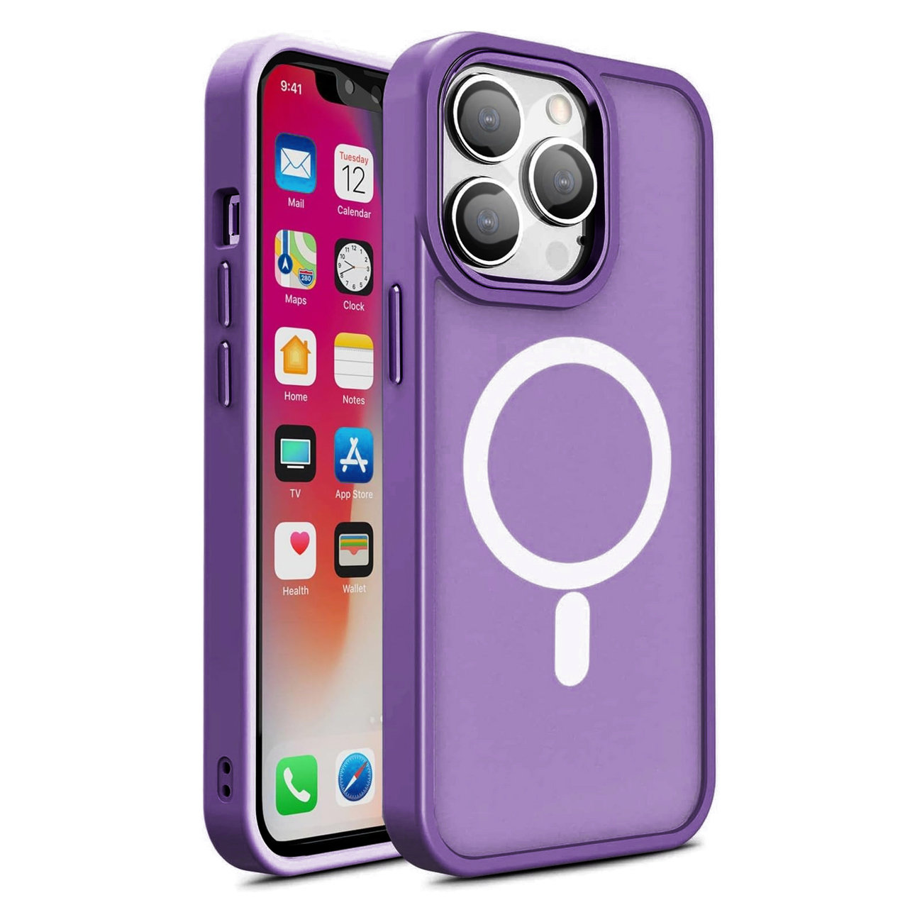 Telefontok iPhone 15 Plus Magnetic Color Matte tok lila