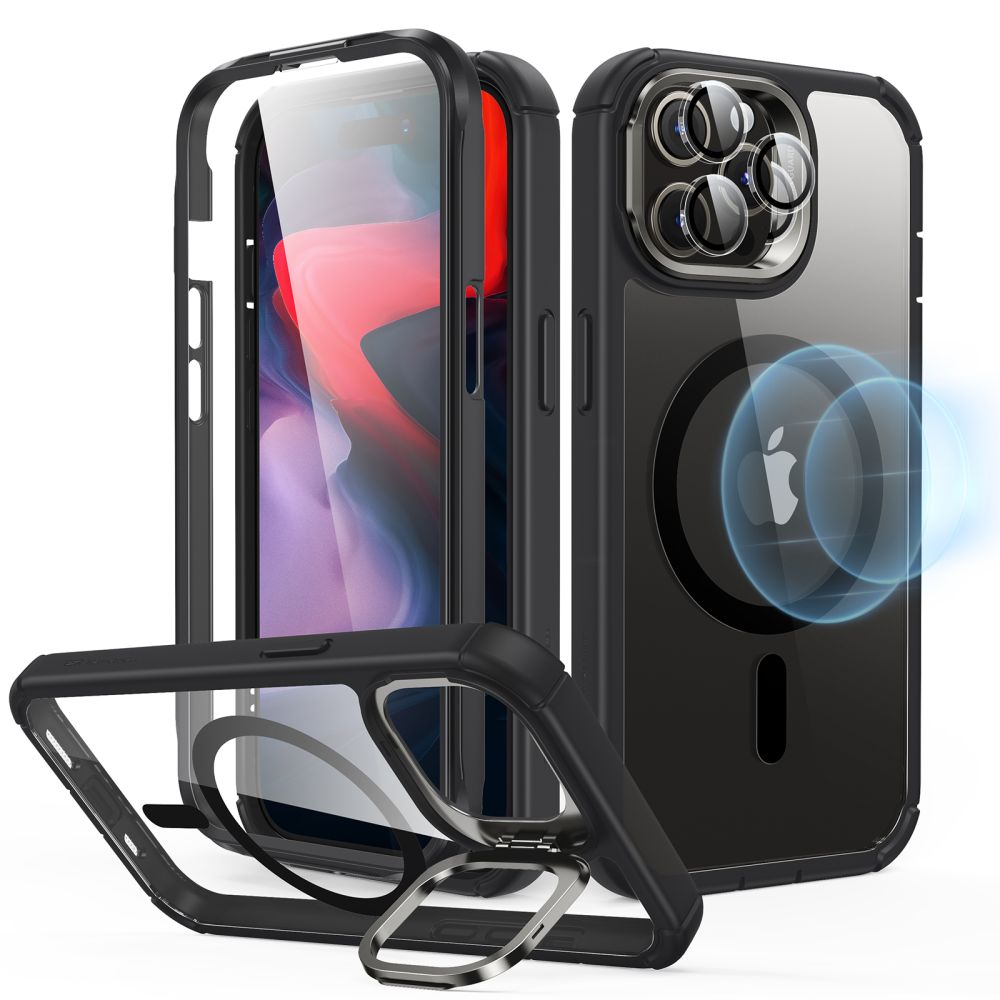 iPhone 15 Pro Max ESR Armor Tough KickStand Halolock MagSafe telefontok átlátszó/fekete