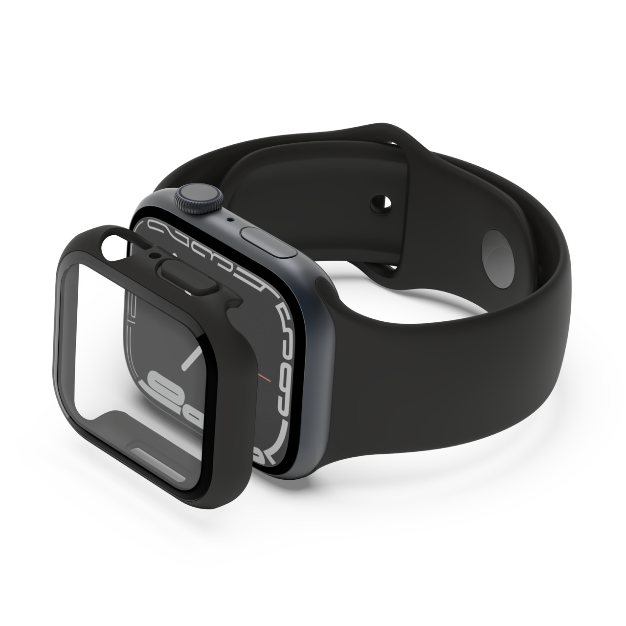 Apple Watch 8/7/6/5/4/SE (44/45mm) Belkin ScreenForce TemperedCurve 2 az 1-ben kijelzővédő és tok - fekete