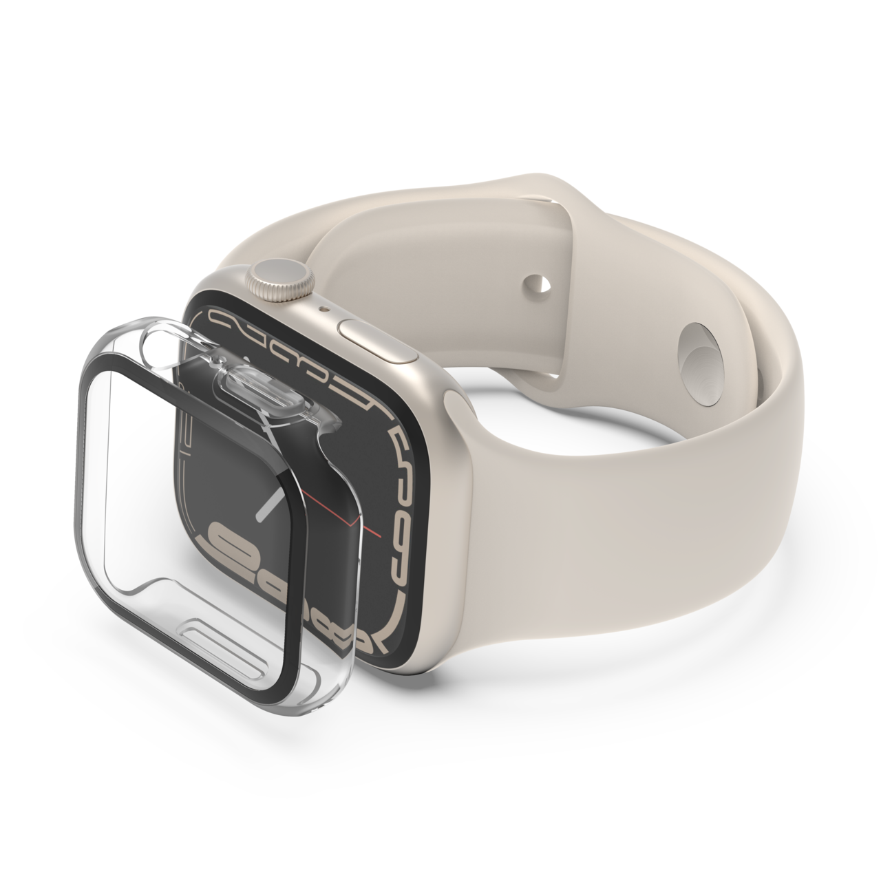 Apple Watch 8/7/6/5/4/SE (44/45mm) Belkin ScreenForce TemperedCurve 2 az 1-ben kijelzővédő és tok - Clear/átlátszó