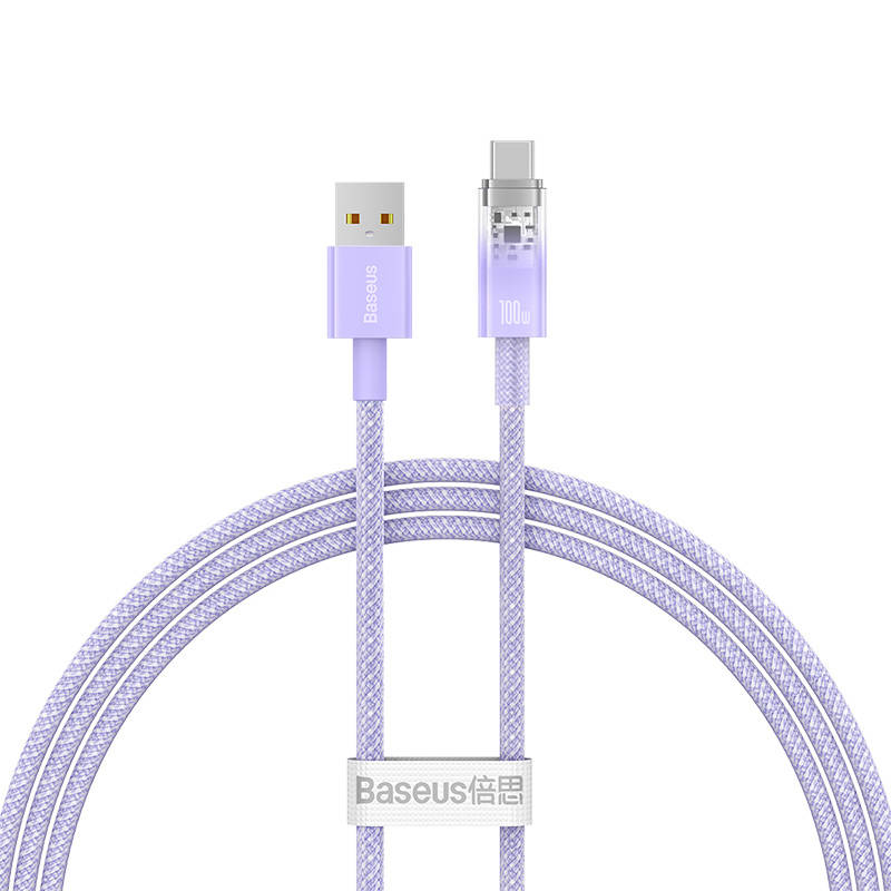 Baseus Explorer Series USB-A - USB-C 100W gyorstöltő kábel QC 3.0, 1m (lila)