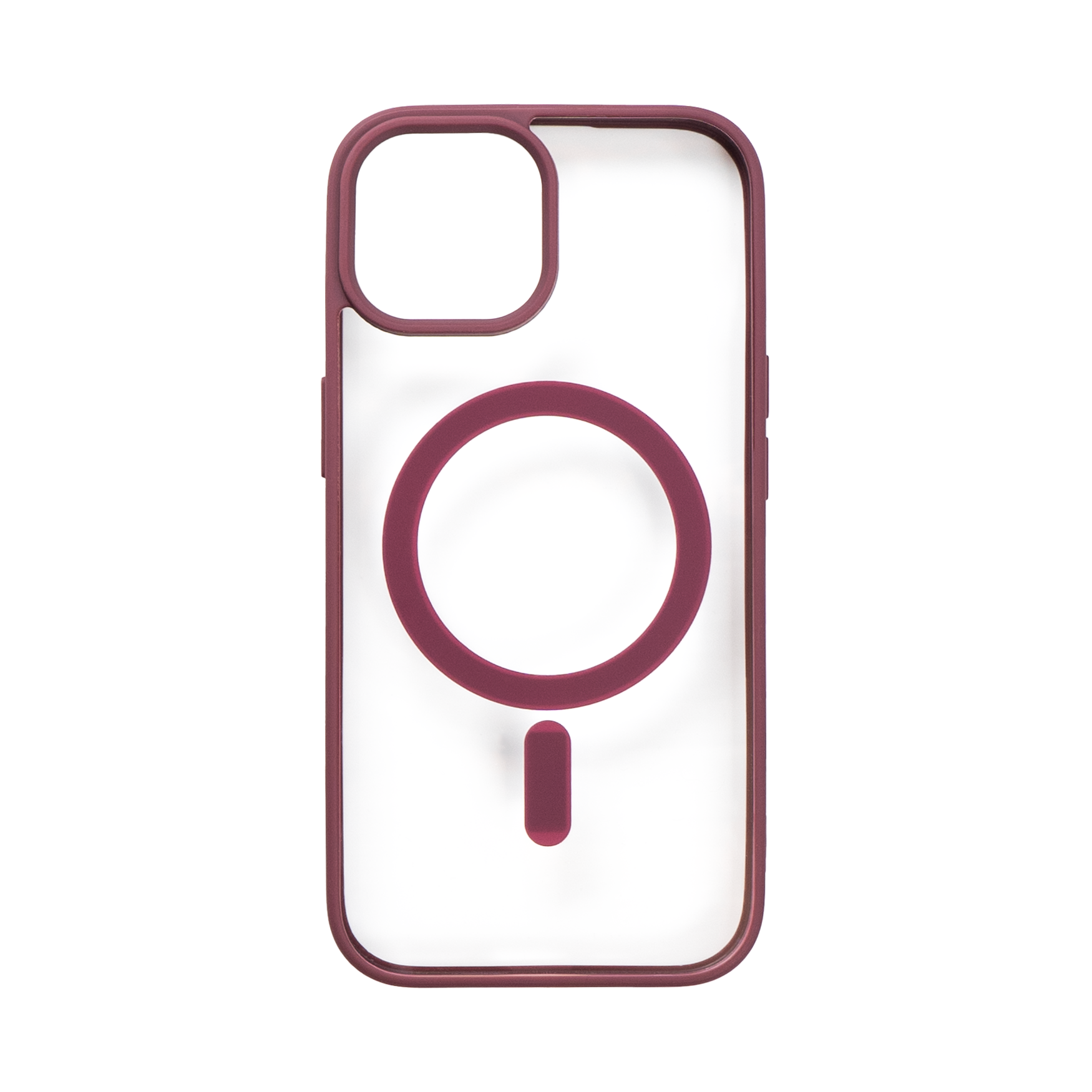 iPhone 15 MagSafe kompatibilis átlátszó TPU tok bordó kerettel Alphajack
