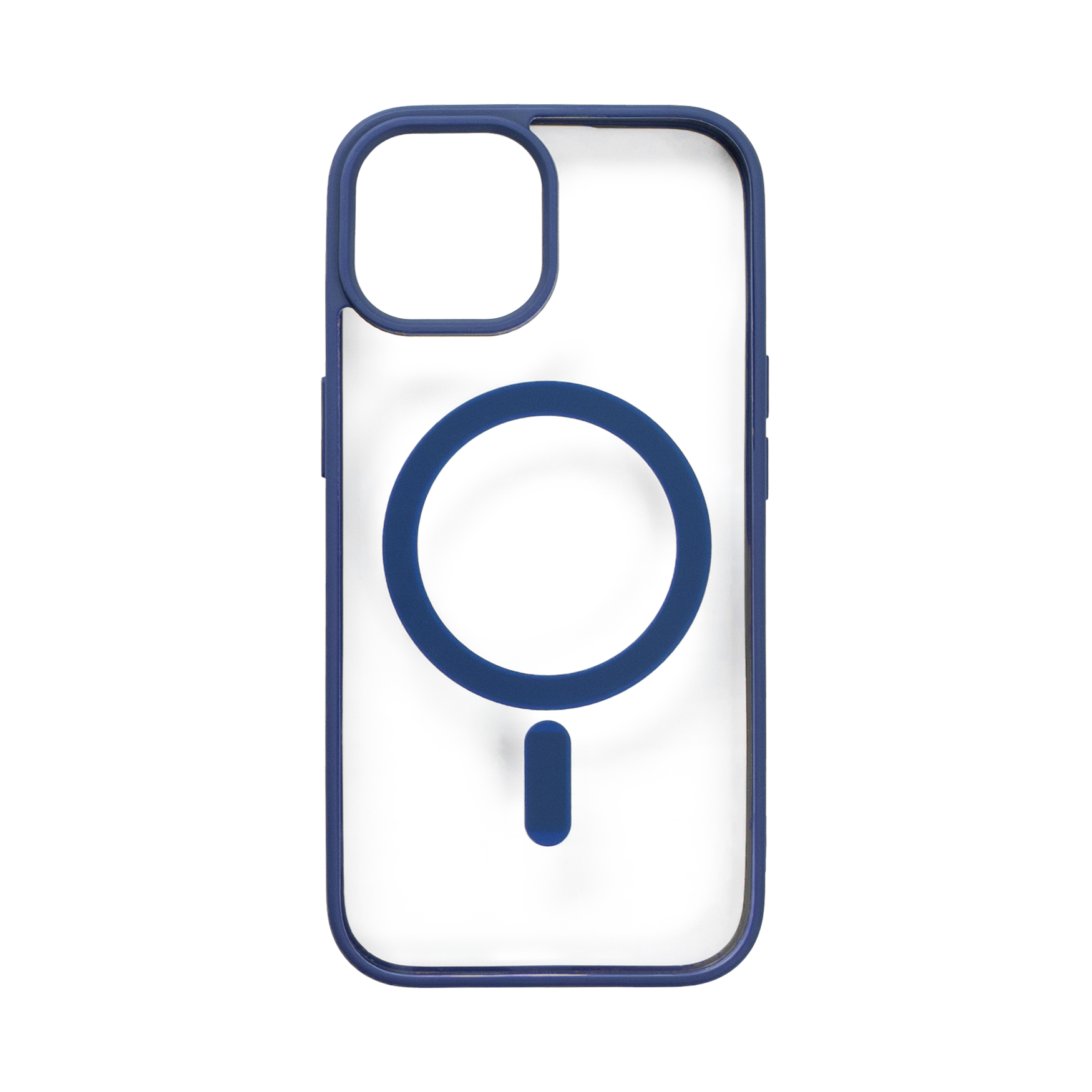 iPhone 15 MagSafe kompatibilis átlátszó TPU tok sötétkék kerettel Alphajack