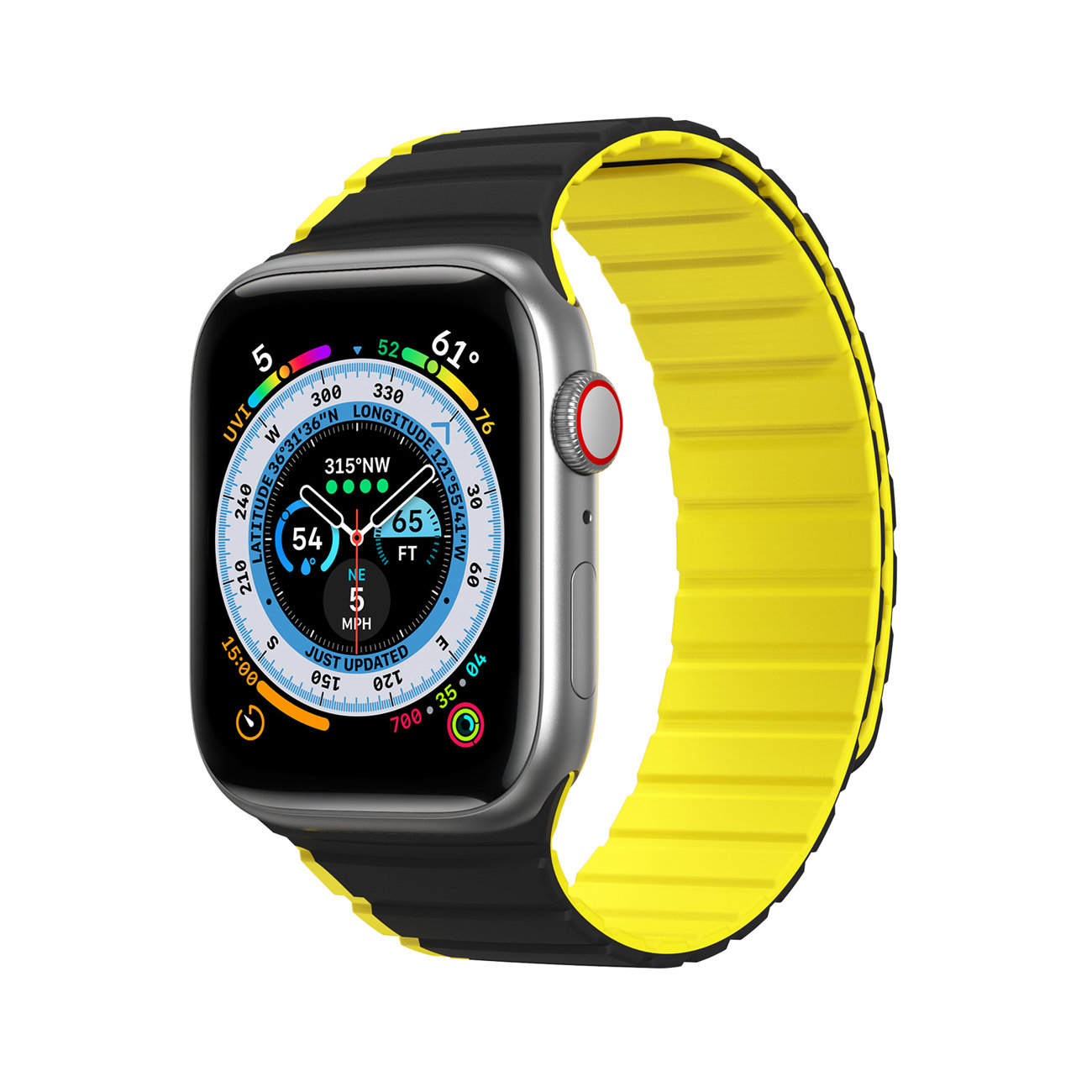Apple Watch SE, 8, 7, 6, 5, 4, 3, 2, 1 (41, 40, 38 mm) Dux Ducis Univerzális mágneses óraszíj (LD verzió) fekete-sárga