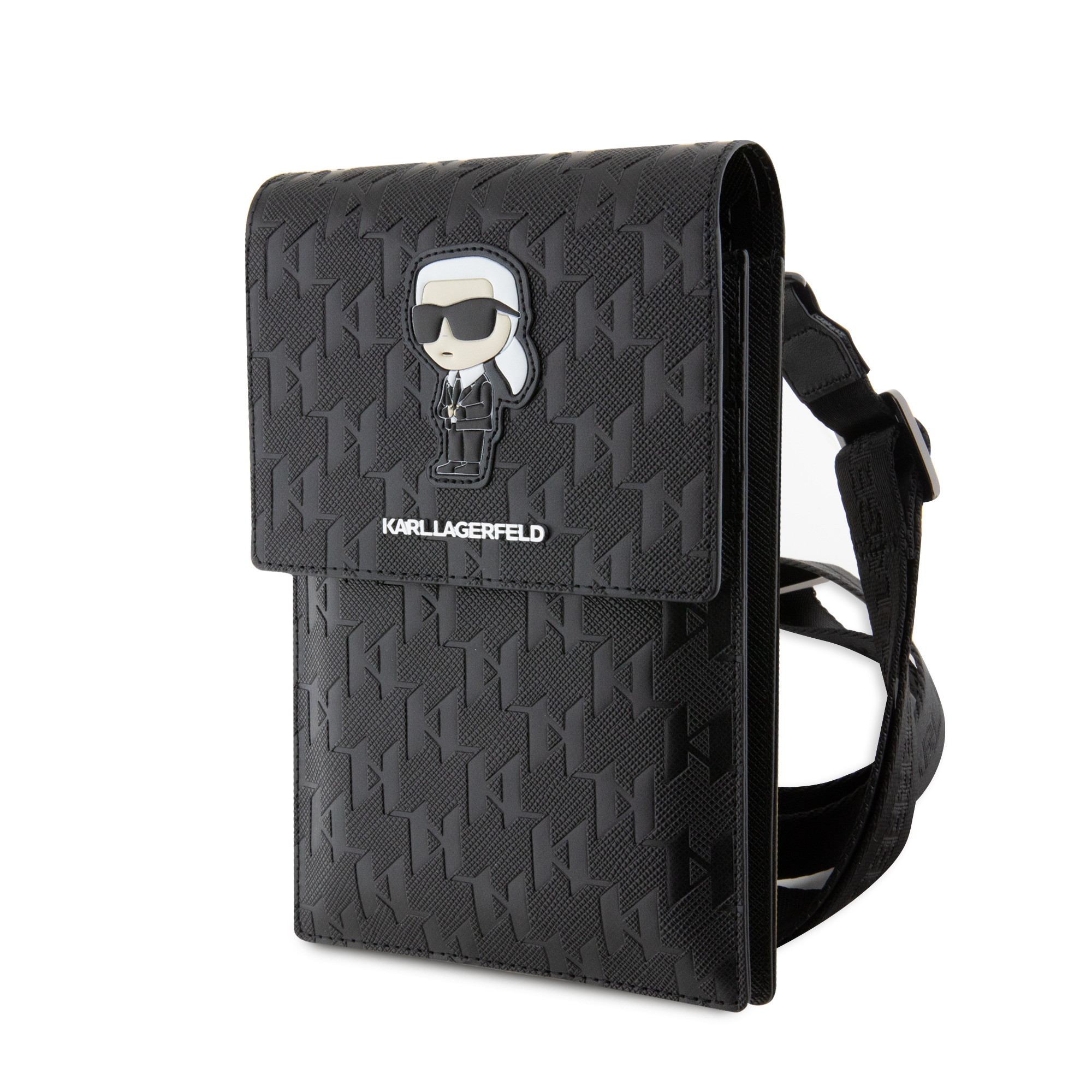 Karl Lagerfeld Saffiano Monogram Ikonik NFT telefontáska, fekete