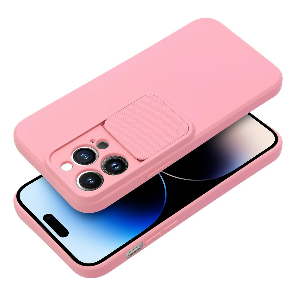 iPhone 15 Pro SLIDE Case tok, telefontok kameralencse védővel világos rózsaszín