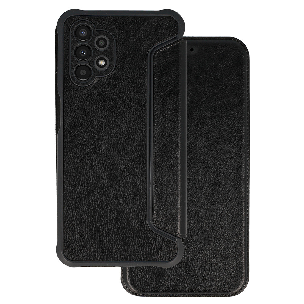 Samsung Galaxy A13 5G/A04S Razor Leather bőr fliptok fekete