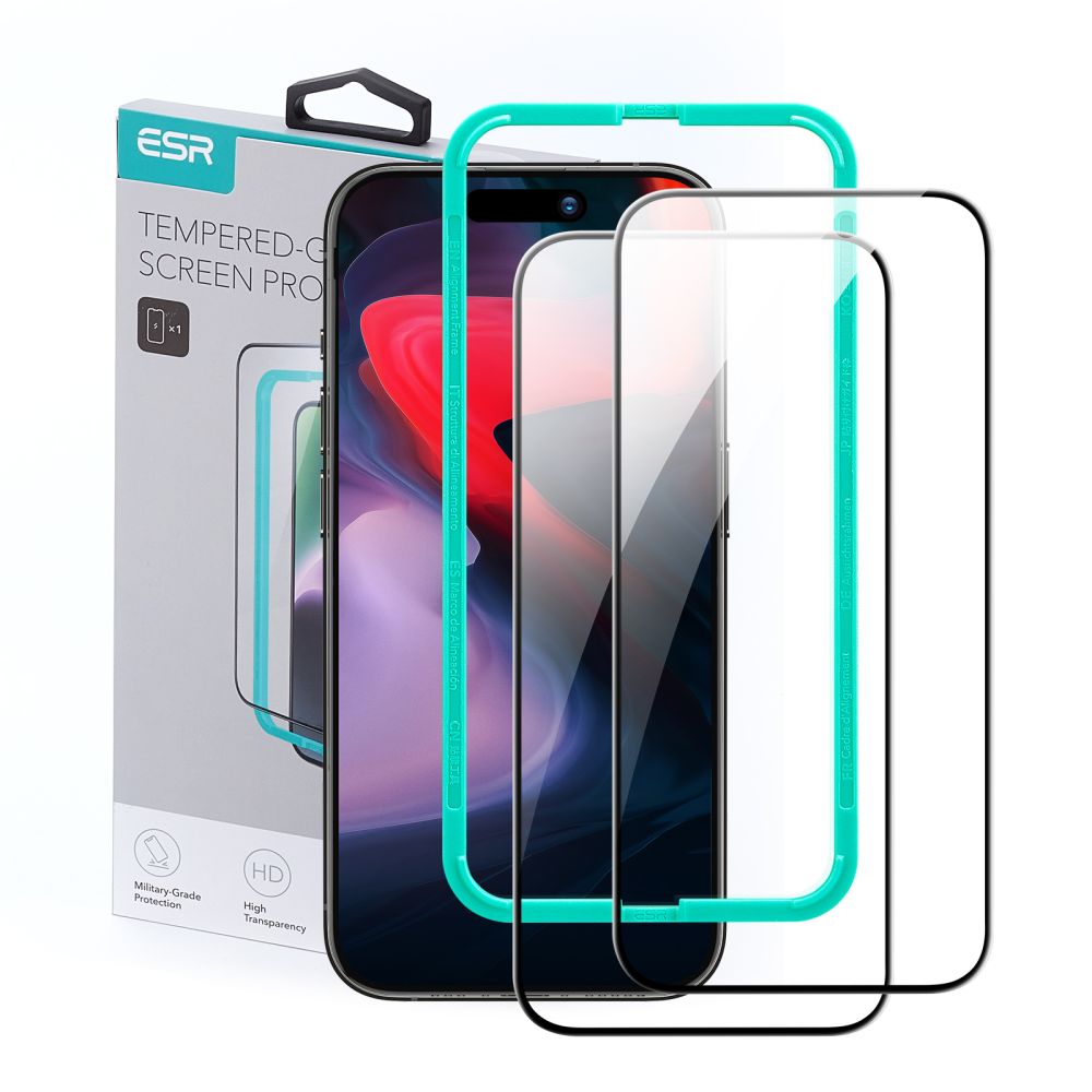 iPhone 15 Pro ESR 2 db kijelzővédő üvegfólia átlátszó