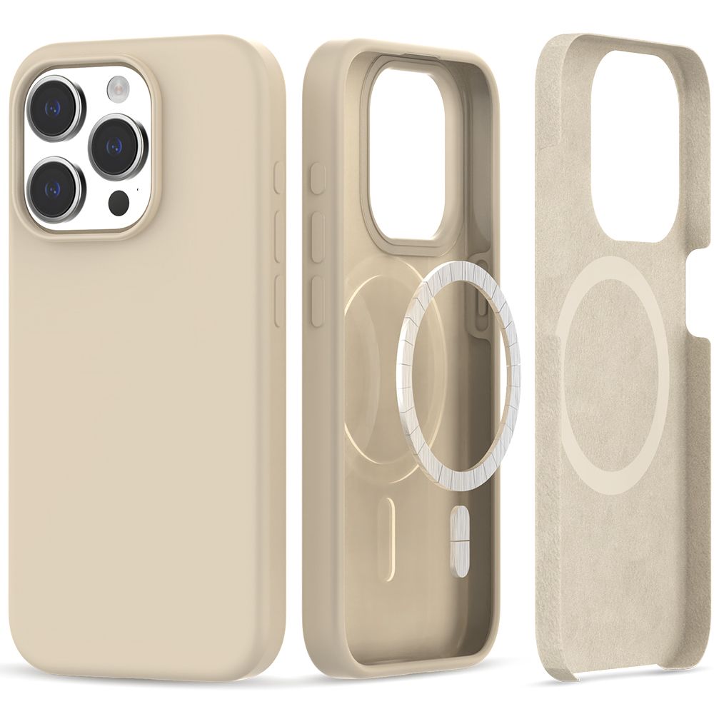 iPhone 15 Pro Tech-Protect Silicone MagSafe telefontok homok bézs
