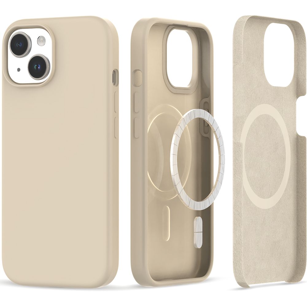 iPhone 15 Tech-Protect Silicone MagSafe telefontok homok bézs