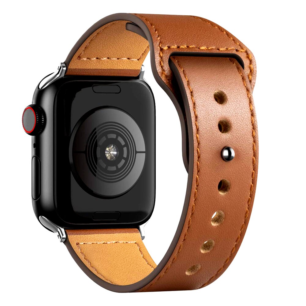 Apple Watch 1/2/3/4/5/6/7/8/9/SE (38/40/41mm) TRPH bőr óraszíj barna