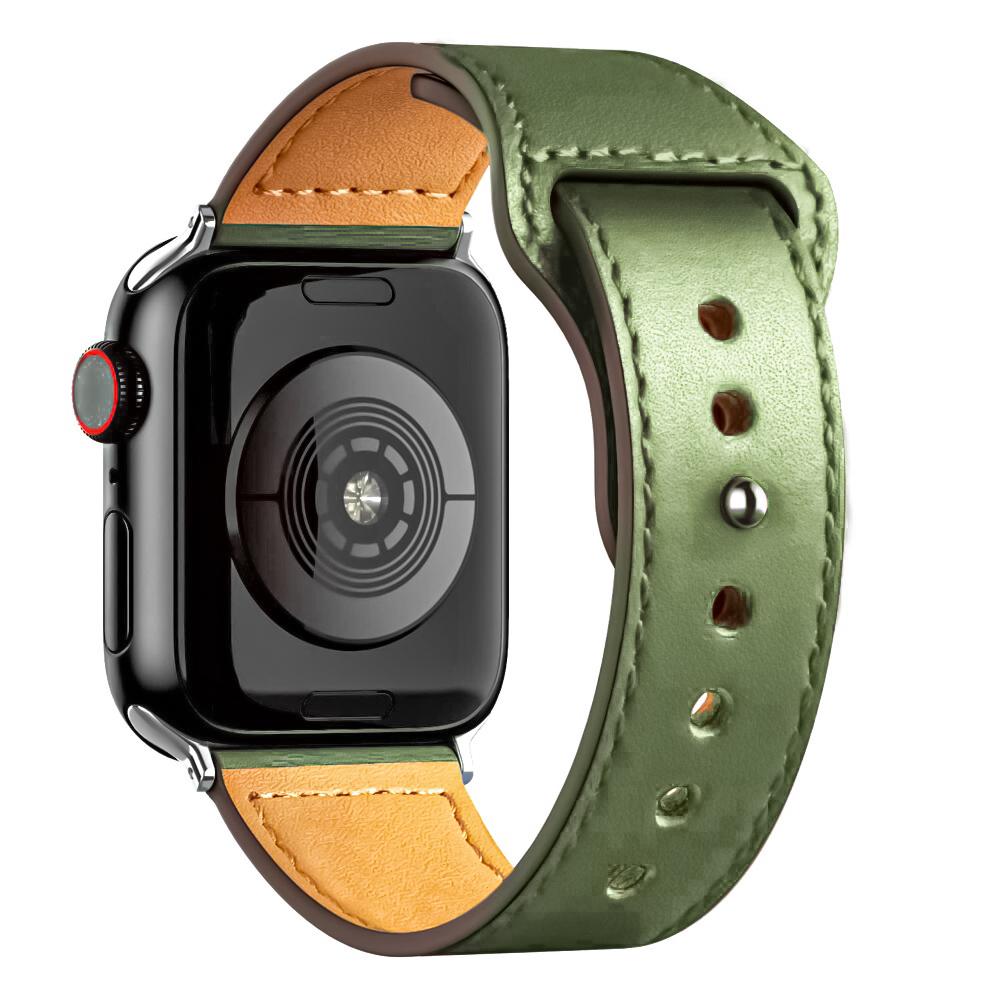 Apple Watch 1/2/3/4/5/6/7/8/9/SE (38/40/41mm) TRPH bőr óraszíj zöld