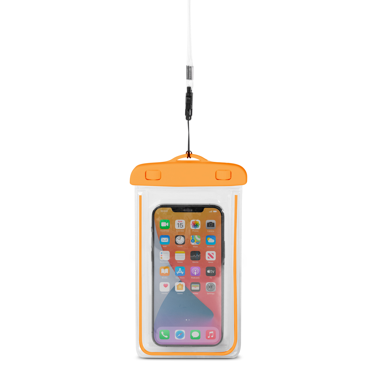 PVC vízálló telefontok zsinórral narancssárga