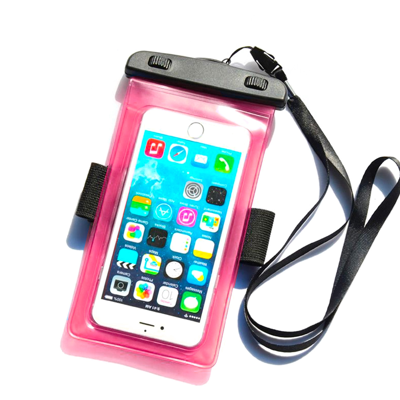 PVC vízálló karszalagos telefontok rózsaszín