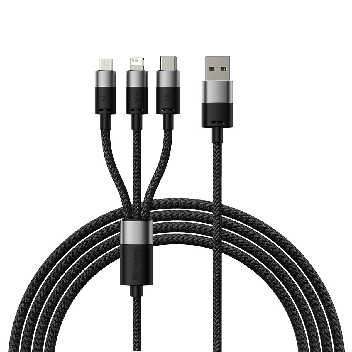 Baseus StarSpeed 3 az 1-ben USB - micro USB / Lightning / USB C kábel 3,5A 1,2 m fekete