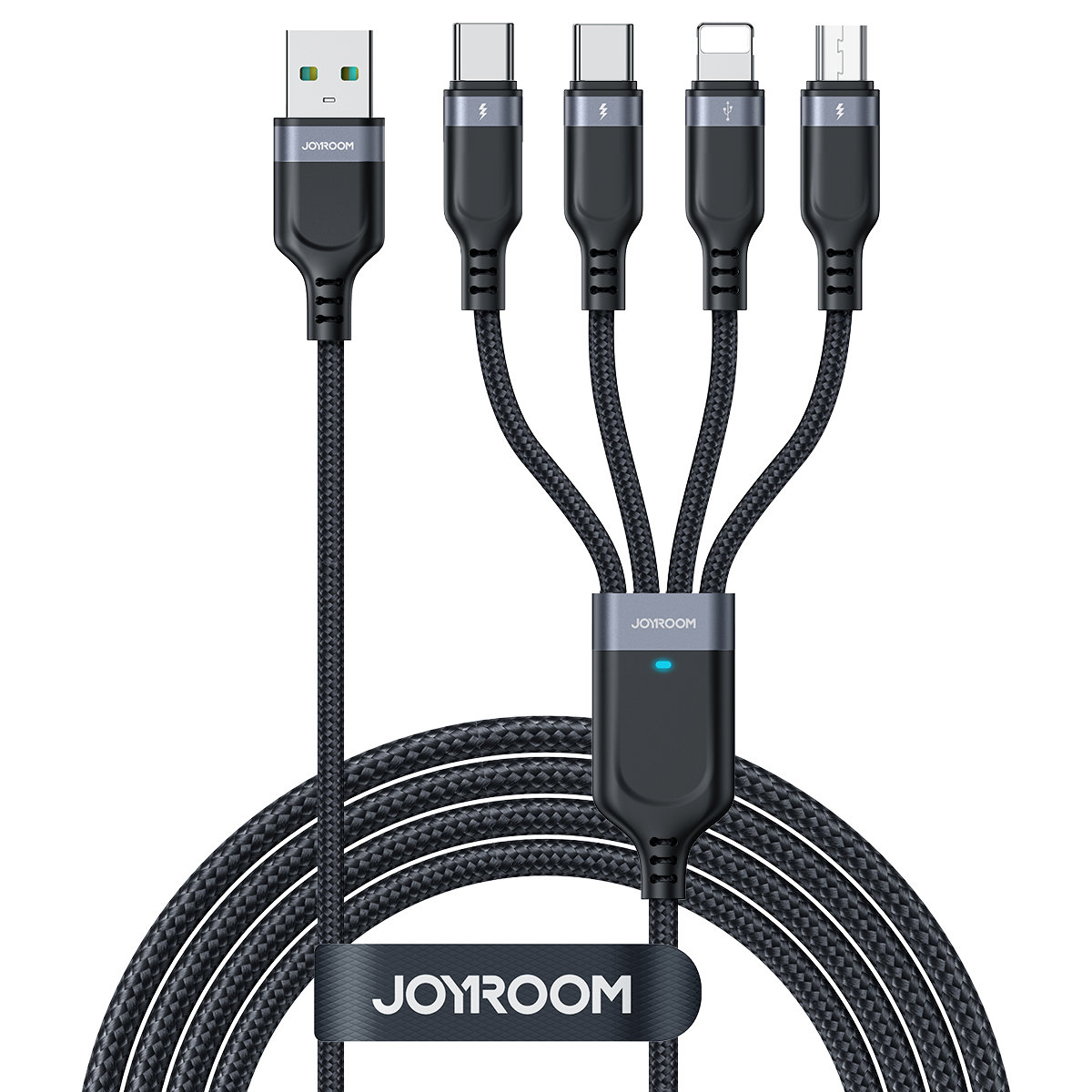 Joyroom S-1T4018A18 4 az 1-ben kábel USB-A - 2 x USB-C / Lightning / Micro USB 1.2m fekete