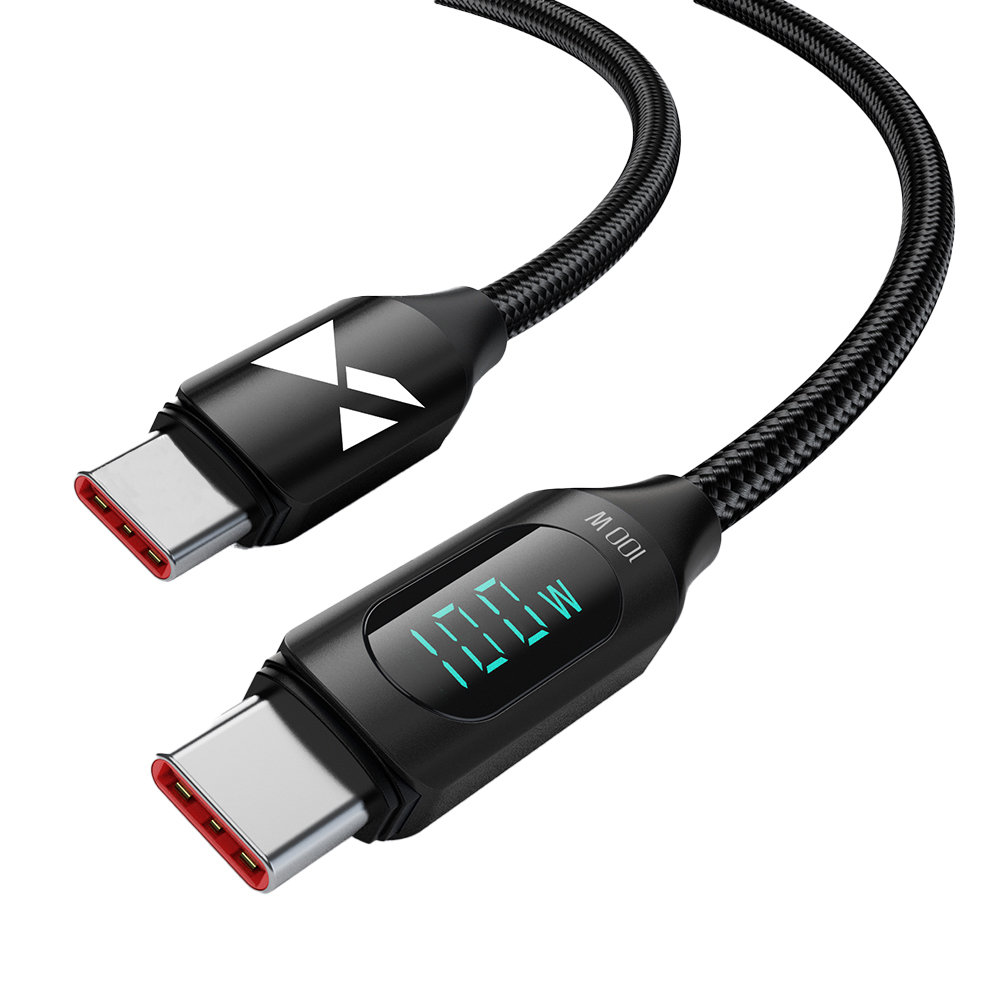 Wozinsky WUCCC2 USB C - USB C kábel kijelzővel PD 100W 2m fekete