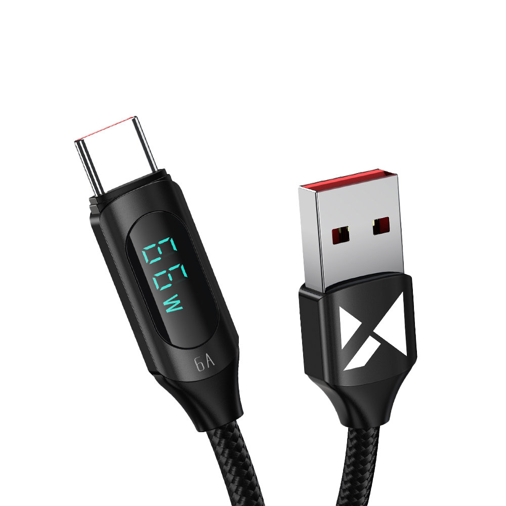 Wozinsky WUACC2 USB A - USB C kábel kijelzővel 66W 6A 2m fekete