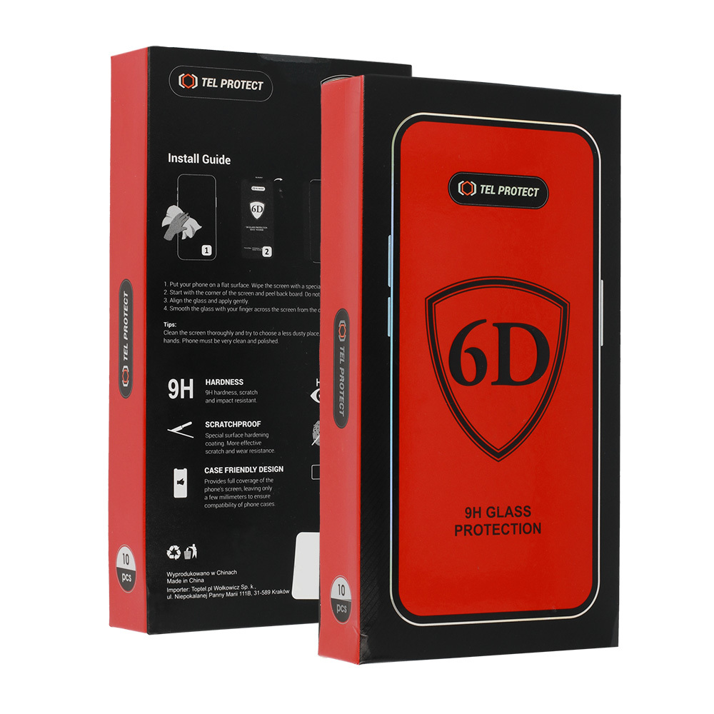 Huawei P30 Lite Full Glue 6D kijelzővédő üvegfólia 10 db fekete